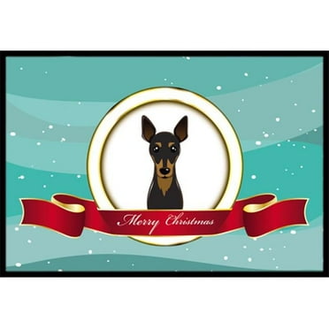 Carolines Treasures BB1550JMAT Min Pin Merry Christmas Indoor & Outdoor Mat- 24 x 36 in.