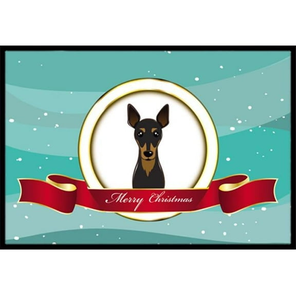 Min Pin Merry Christmas Door Mat