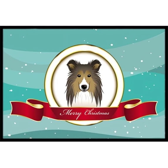 Sheltie Merry Christmas Door Mat