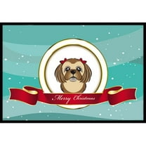 Caroline's Treasures BB1559MAT Chocolate Brown Shih Tzu Merry Christmas Door Mat, Indoor Rug or Outdoor Welcome Mat