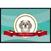 Carolines Treasures BB1560JMAT Gray Silver Shih Tzu Merry Christmas Indoor & Outdoor Mat- 24 x 36 in.