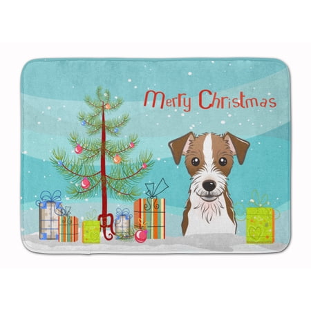Carolines Treasures BB1574RUG Christmas Tree and Jack Russell Terrier Machine Washable Memory Foam Mat 19 X 27"