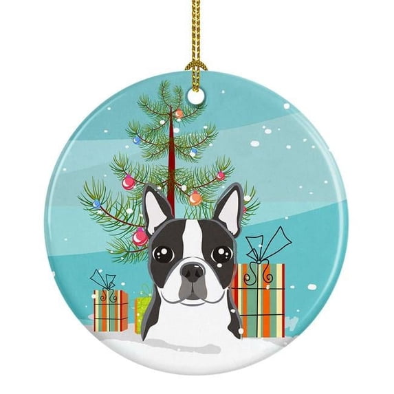 Carolines Treasures BB1575CO1 Christmas Tree & Boston Terrier Ceramic Ornament