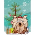 thumbnail image 1 of Caroline's Treasures BB1576CHF Christmas Tree and Yorkie Yorkishire Terrier Flag Canvas House Size , Large, multicolor, 1 of 4
