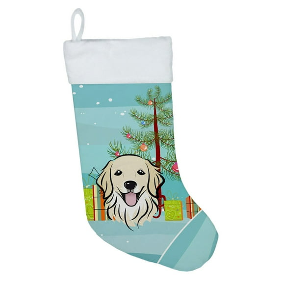 Carolines Treasures BB1577CS Christmas Tree and Golden Retriever Christmas Stocking Large multicolor