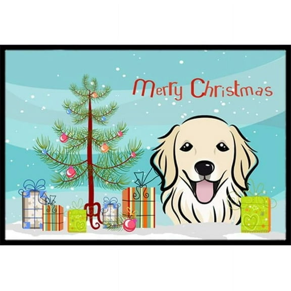 Caroline's Treasures BB1577MAT Christmas Tree and Golden Retriever Door Mat, Indoor Rug or Outdoor Welcome Mat 18x27