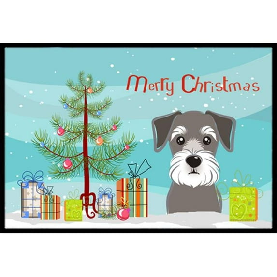 Christmas Tree and Schnauzer Door Mat