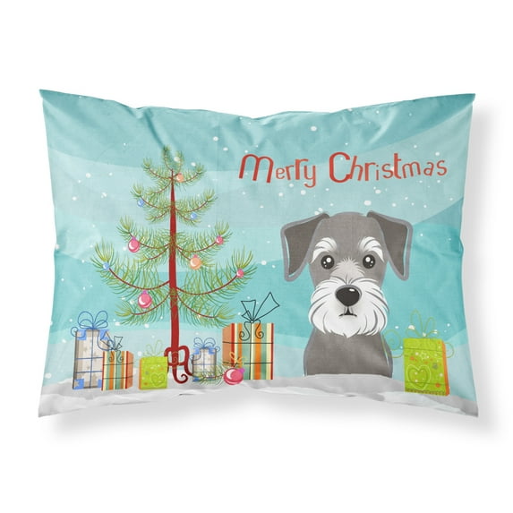 Carolines Treasures BB1578PILLOWCASE Christmas Tree and Schnauzer Fabric Standard Pillowcase Standard multicolor