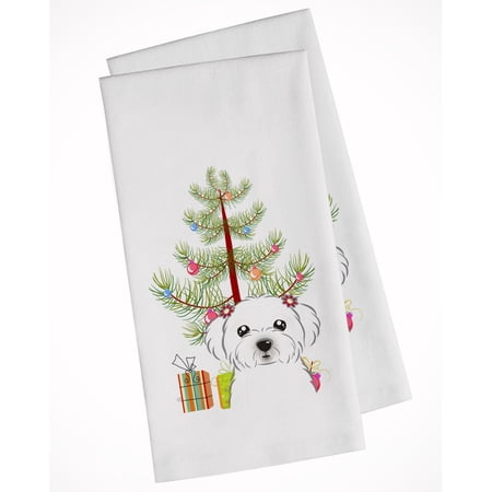 Carolines Treasures BB1580WTKT Christmas Tree and Maltese White Kitchen Towel Set of 2 Dish Towels 19 X 25" multicolor