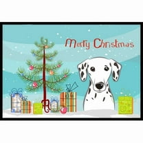 Caroline's Treasures BB1582MAT Christmas Tree and Dalmatian Door Mat, Indoor Rug or Outdoor Welcome Mat 18x27 Doormat ,
