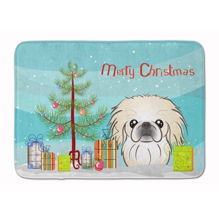 Carolines Treasures BB1593RUG Christmas Tree and Pekingese Machine Washable Memory Foam Mat 19 X 27" multicolor