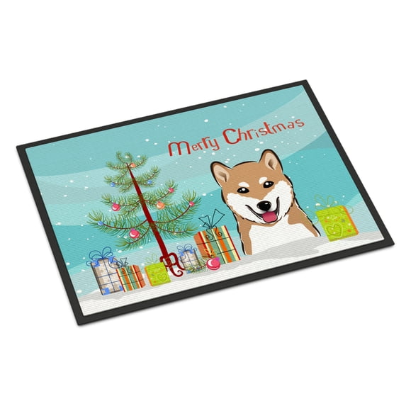 Carolines Treasures BB1597MAT Christmas Tree & Shiba Inu Indoor or Outdoor Mat- 18 x 27
