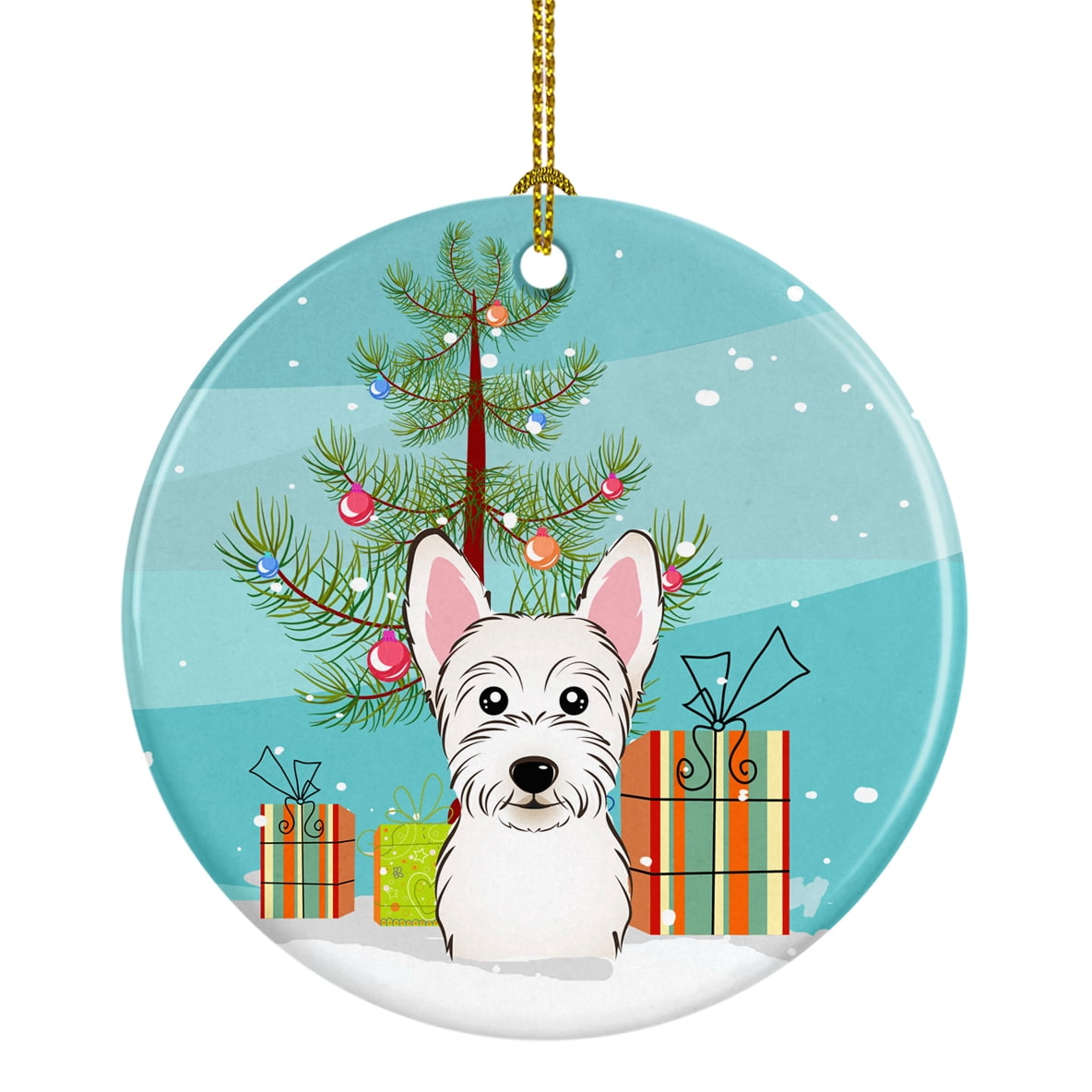 Christmas Tree and Westie Ceramic Ornament