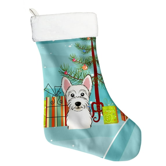 Caroline's Treasures Westie Multi-color Christmas Stocking, with Soft Suede Fabric 18"