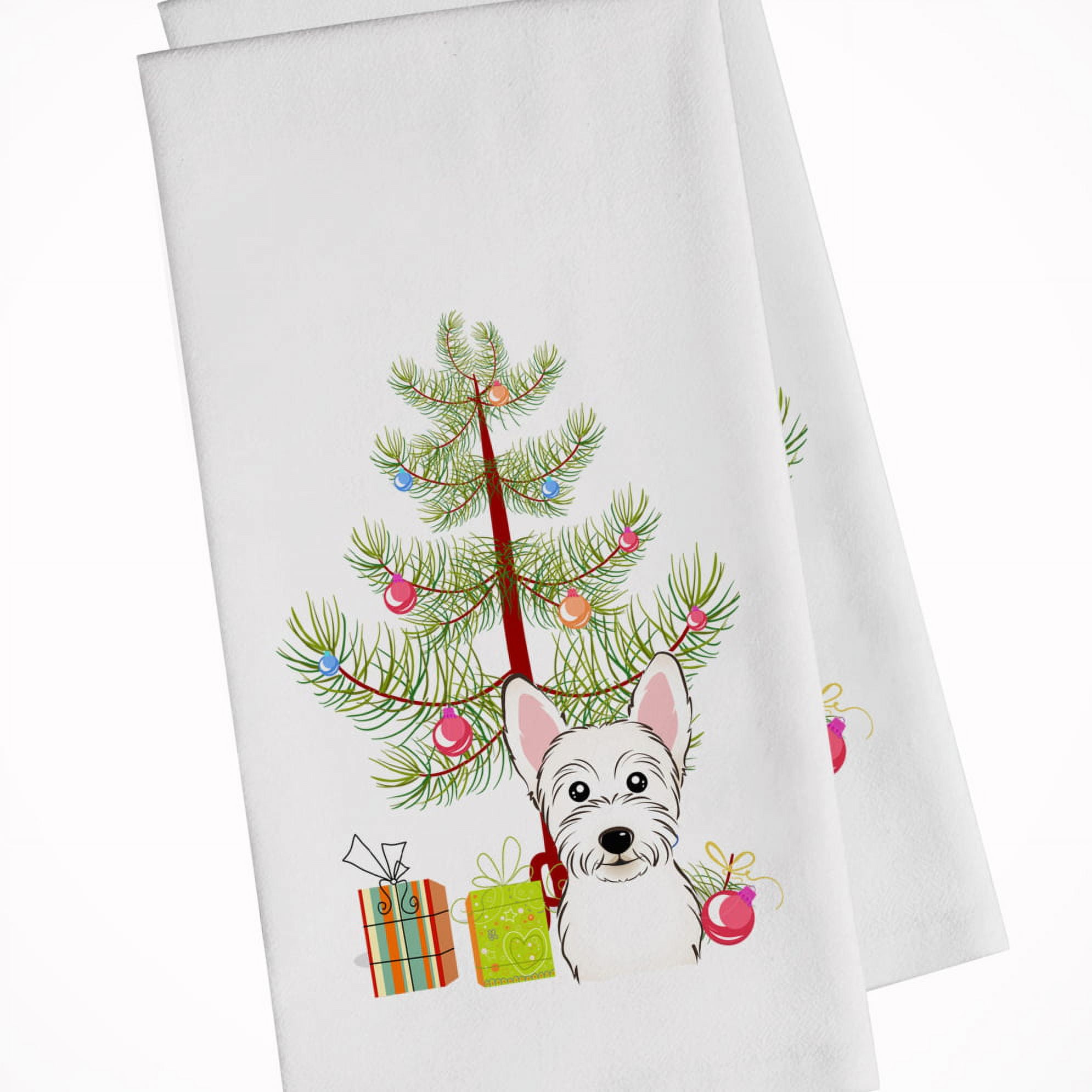 Carolines Treasures BB1630WTKT Christmas Tree and Buff Poodle White Kitchen Towel Set of 2 19 X 25