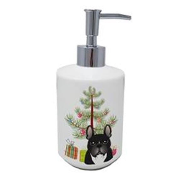 Carolines Treasures BB1599SOAP 7 x 3.5 in. Unisex Christmas Tree & French Bulldog Ceramic Soap Dispenser
