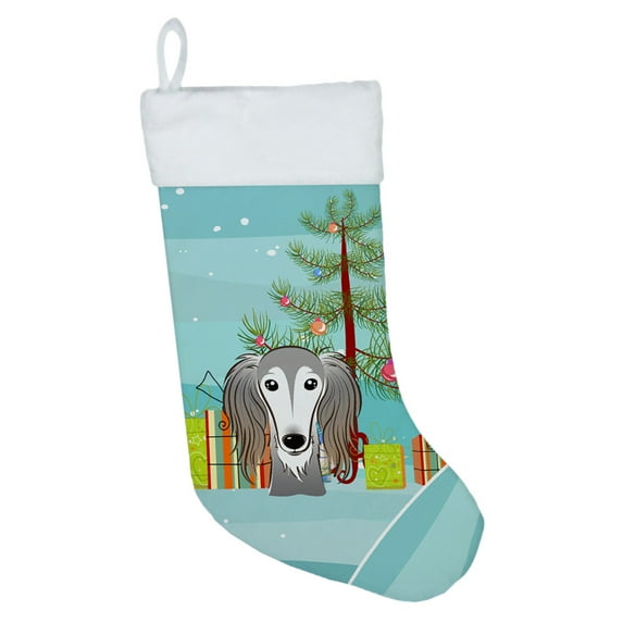 Christmas Tree and Saluki Christmas Stocking