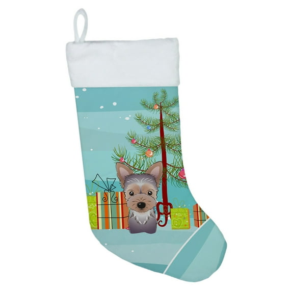 Carolines Treasures BB1604CS Christmas Tree and Yorkie Puppy Christmas Stocking Large multicolor