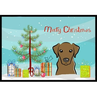 Carolines Treasures BB1606MAT Christmas Tree & Chocolate Labrador Indoor or Outdoor Mat- 18 x 27