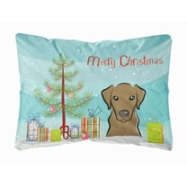 Carolines Treasures BB1606PW1216 Christmas Tree and Chocolate Labrador Canvas Fabric Decorative Pillow, 12H x16W,