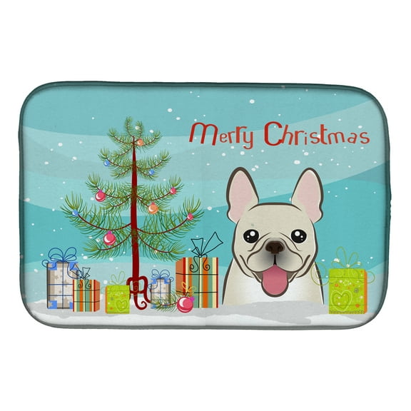 Christmas Tree and French Bulldog Dish Drying Mat