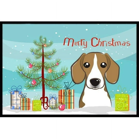 Caroline's Treasures BB1611JMAT Christmas Tree and Beagle Door Mat, Indoor Rug or Outdoor Welcome Mat 24x36 Doormat ,