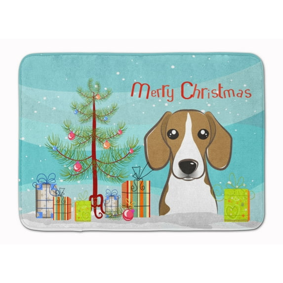 Carolines Treasures BB1611RUG Christmas Tree and Beagle Machine Washable Memory Foam Mat 19 X 27" multicolor