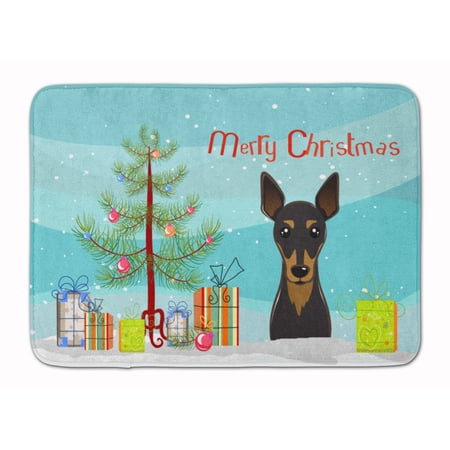 Carolines Treasures BB1612RUG Christmas Tree and Min Pin Machine Washable Memory Foam Mat 19 X 27" multicolor