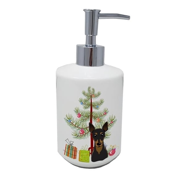 Carolines Treasures BB1612SOAP 7 x 3.5 in. Unisex Christmas Tree & Min Pin Ceramic Soap Dispenser