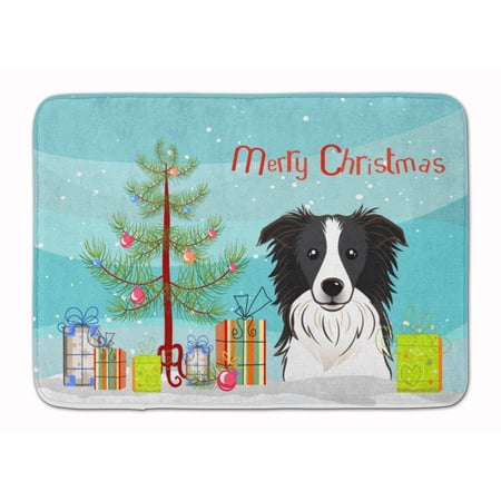 Carolines Treasures BB1613RUG Christmas Tree and Border Collie Machine Washable Memory Foam Mat 19 X 27" multicolor