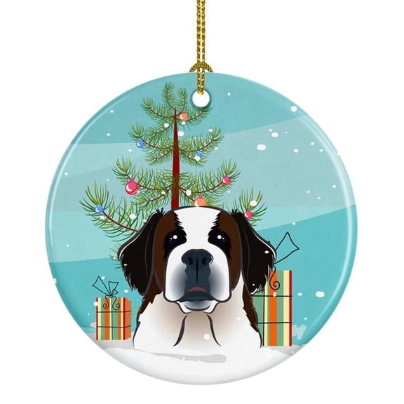 Carolines Treasures BB1618CO1 Christmas Tree & Saint Bernard Ceramic Ornament