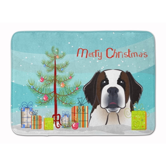 Carolines Treasures BB1618RUG Christmas Tree and Saint Bernard Machine Washable Memory Foam Mat 19 X 27" multicolor