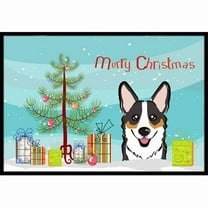 Caroline's Treasures BB1627JMAT Christmas Tree and Tricolor Corgi Door Mat, Indoor Rug or Outdoor Welcome Mat 24x36