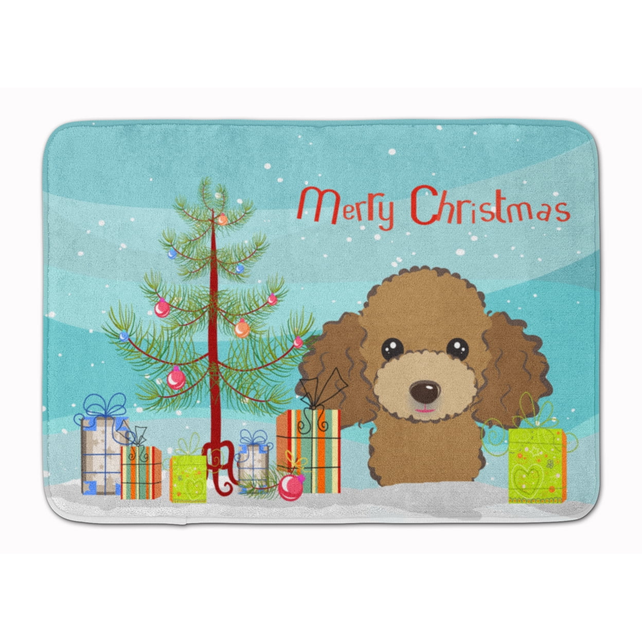 Carolines Treasures BB1628RUG Christmas Tree and Chocolate Brown Poodle Machine Washable Memory Foam Mat 19 X 27"