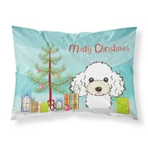 Carolines Treasures BB1629PILLOWCASE Christmas Tree and White Poodle Fabric Standard Pillowcase Standard multicolor