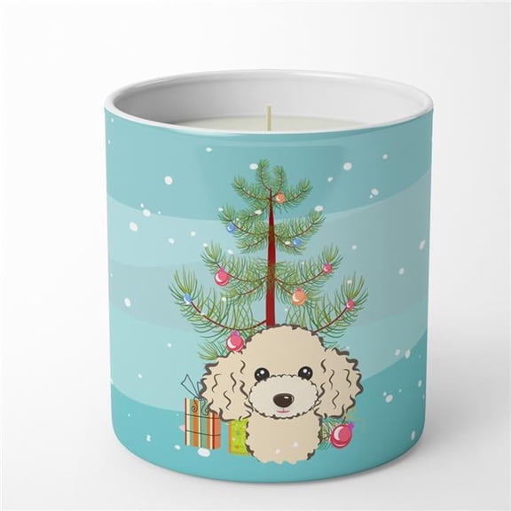 Carolines Treasures BB1630CDL 3.75 x 3.25 in. Unisex Christmas Tree & Buff Poodle 10 oz Decorative Soy Candle