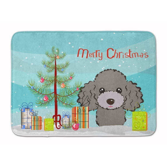 Carolines Treasures BB1631RUG Christmas Tree and Silver Gray Poodle Machine Washable Memory Foam Mat 19 X 27" multicolor