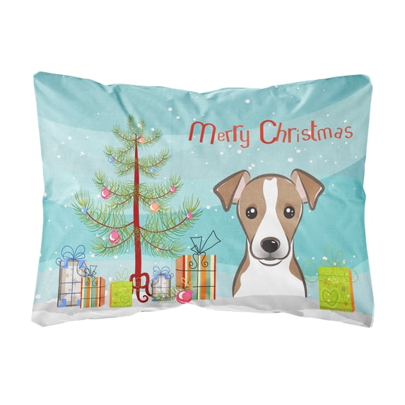 Carolines Treasures BB1632PW1216 Christmas Tree and Jack Russell Terrier Canvas Fabric Decorative Pillow, 12H x16W,