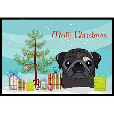 Carolines Treasures BB1635MAT Christmas Tree & Black Pug Indoor or Outdoor Mat- 18 x 27