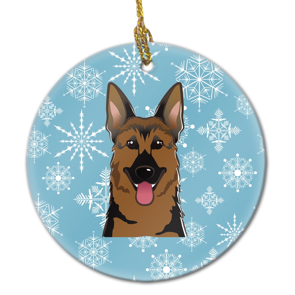 Carolines Treasures BB1645CO1 Snowflake German Shepherd Ceramic Ornament 3 in multicolor