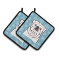 thumbnail image 1 of Carolines Treasures BB1654PTHD Snowflake White English Bulldog Pair of Pot Holders , 7.5HX7.5W, multicolor, 1 of 3