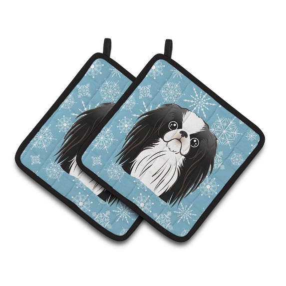 Carolines Treasures BB1664PTHD Snowflake Japanese Chin Pair of Pot Holders 7.5HX7.5W multicolor