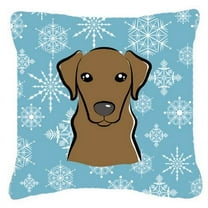 Carolines Treasures BB1668PW1414 Snowflake Chocolate Labrador Fabric Decorative Pillow