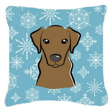 Carolines Treasures BB1668PW1414 Snowflake Chocolate Labrador Fabric Decorative Pillow