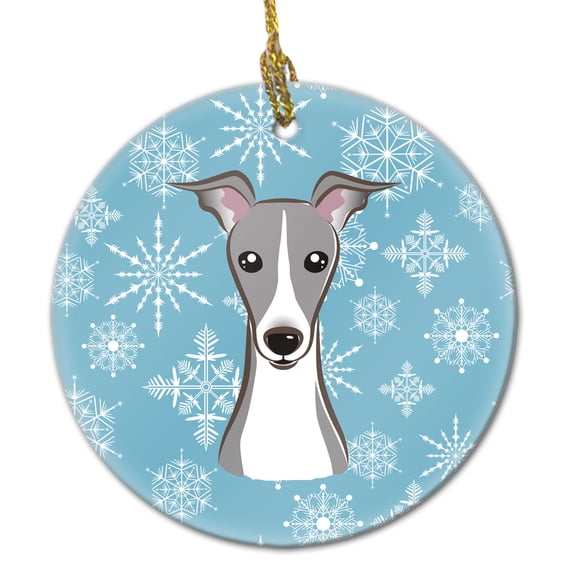 Carolines Treasures BB1670CO1 Snowflake Italian Greyhound Ceramic Ornament 3 in multicolor