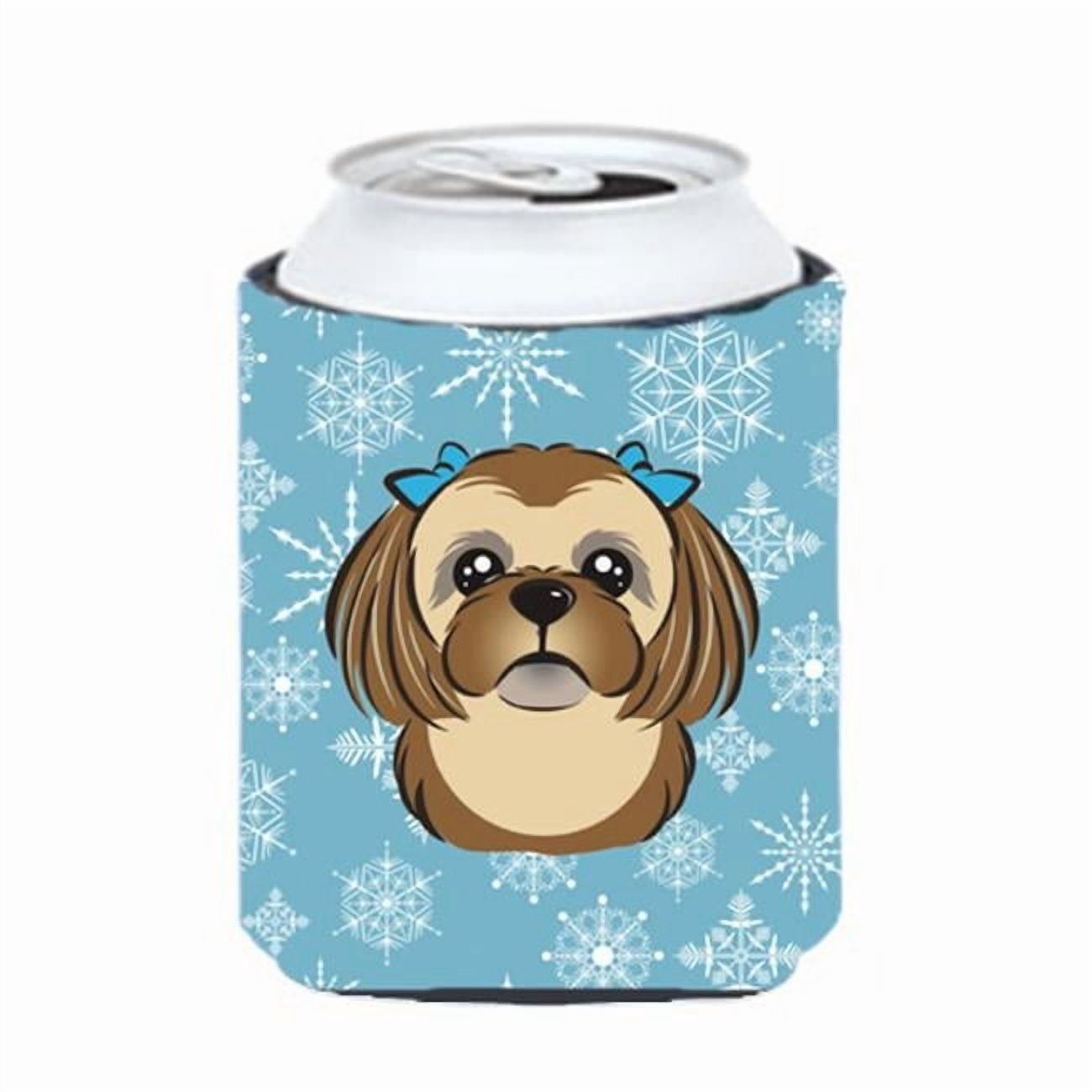 Snowflake Chocolate Brown Shih Tzu Can or Bottle Hugger