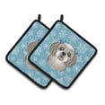 thumbnail image 1 of Snowflake Gray Silver Shih Tzu Pair of Pot Holders, 1 of 3