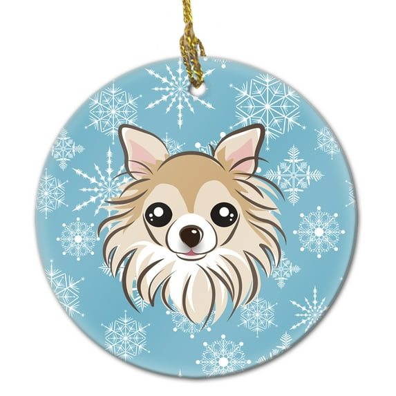 Carolines Treasures BB1685CO1 Snowflake Chihuahua Ceramic Ornament 3 in multicolor