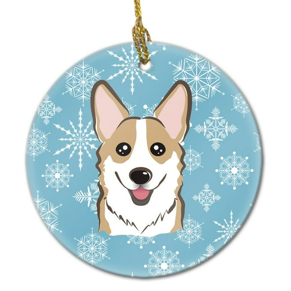 Carolines Treasures BB1687CO1 Snowflake Sable Corgi Ceramic Ornament 3 in multicolor