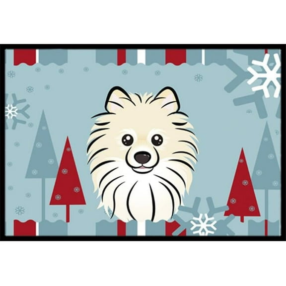 Caroline's Treasures BB1703JMAT Winter Holiday Pomeranian Door Mat, Indoor Rug or Outdoor Welcome Mat 24x36 Doormat ,